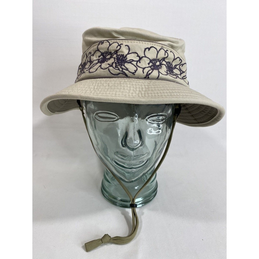 REI Hat Womens Medium Tan Purple Aloha Gorpcore Outdoor Travel Water Resistant